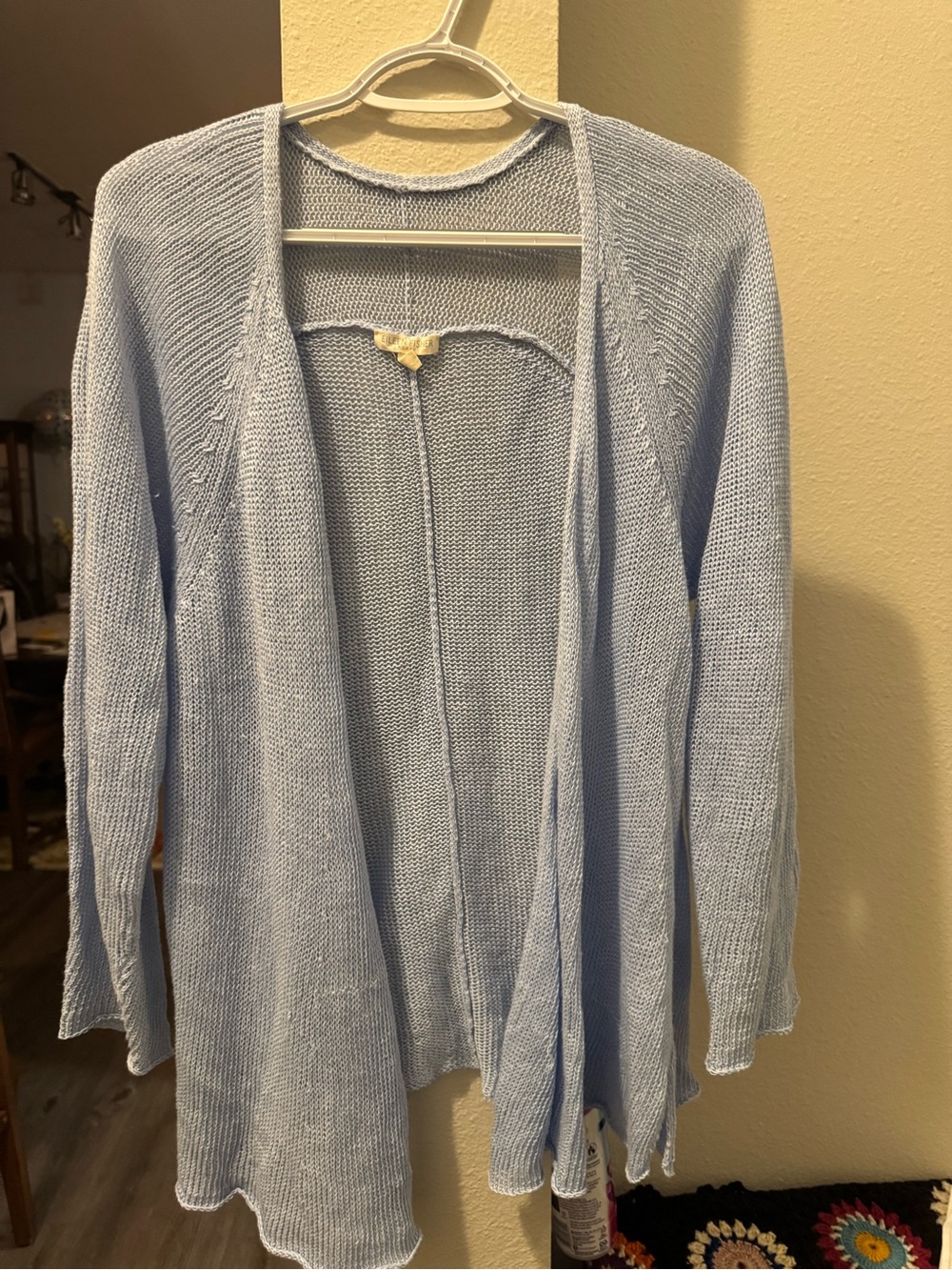 Eileen Fisher linen Light Blue Open-Front Women's Knit Cardigan